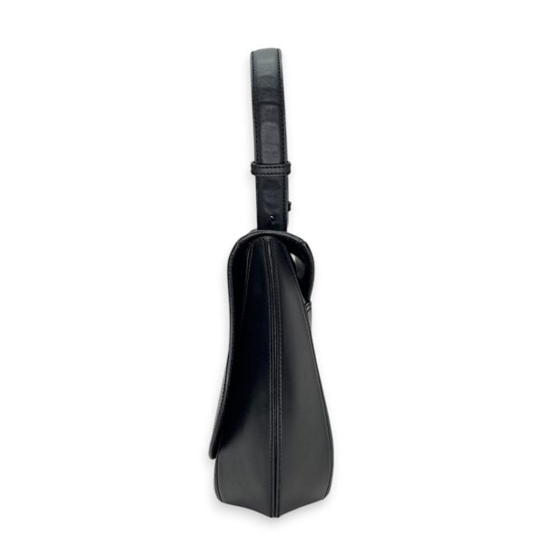 Gancini Flap Black Top Handle Bag in Calfskin, Silver hardware - Image 4