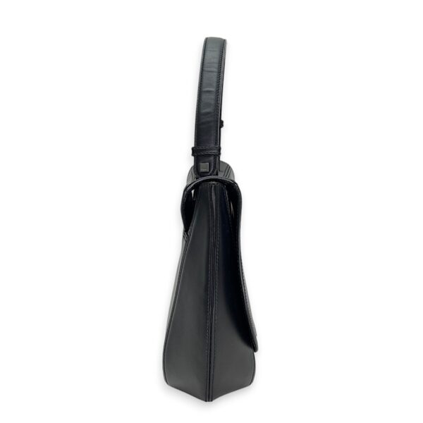 Gancini Flap Black Top Handle Bag in Calfskin, Silver hardware - Image 5
